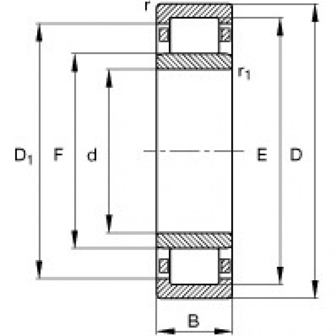 Цилиндрические роликоподшипники NU414-M1 FAG 184560