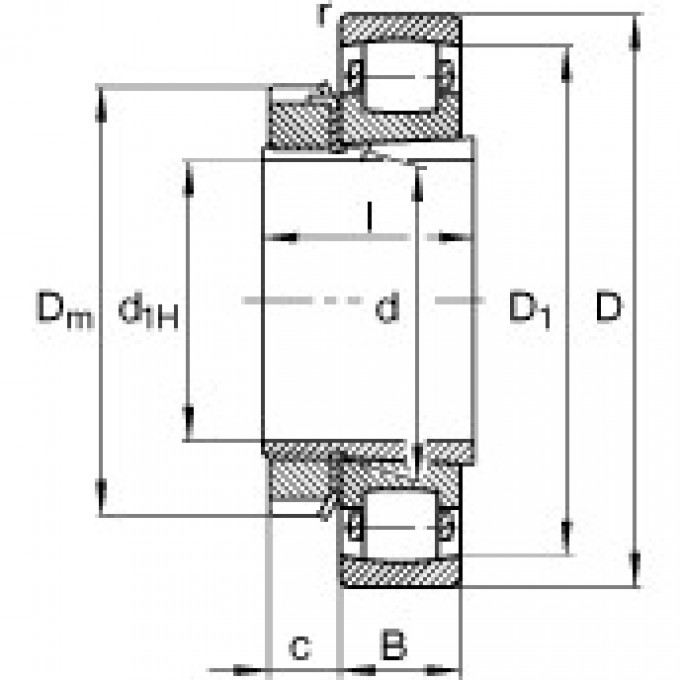 Однорядные радиальные сферические роликоподшипники 20205-K-TVP-C3 + H205 FAG 185365