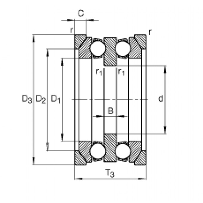 Упорные шарикоподшипники 54318 + U318 FAG 188302