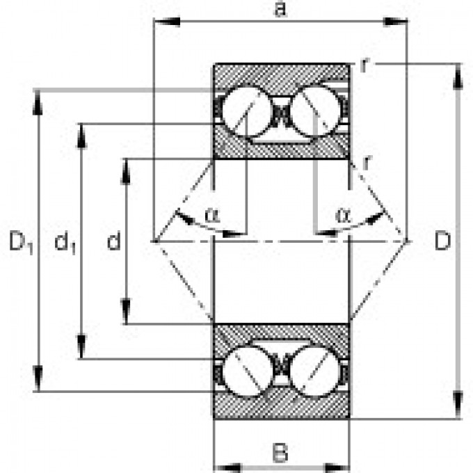 Радиально-упорные шарикоподшипники 3222-M FAG 188407