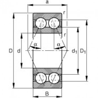 Радиально-упорные шарикоподшипники 3808-B-TVH FAG 188505
