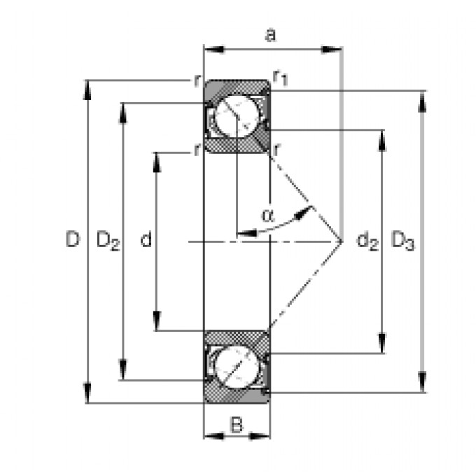 Радиально-упорные шарикоподшипники 7201-B-2RS-TVP FAG 188534