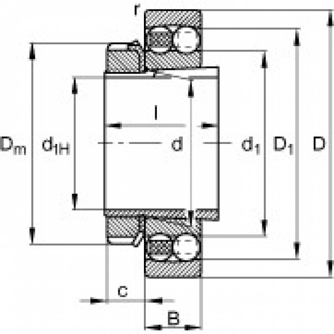 Радиальные сферические шарикоподшипники 2306-K-TVH-C3 + H2306 FAG 188880